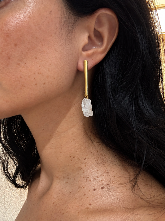 Crystal Essence Earrings | Raw Clear Quartz