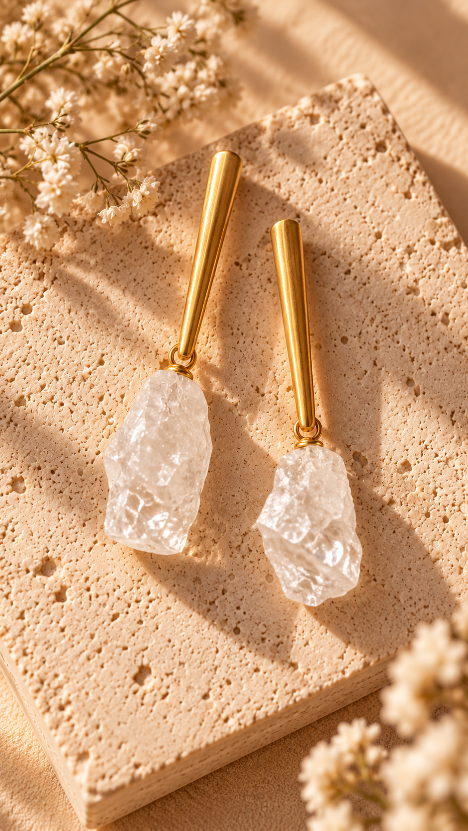Crystal Essence Earrings | Raw Clear Quartz